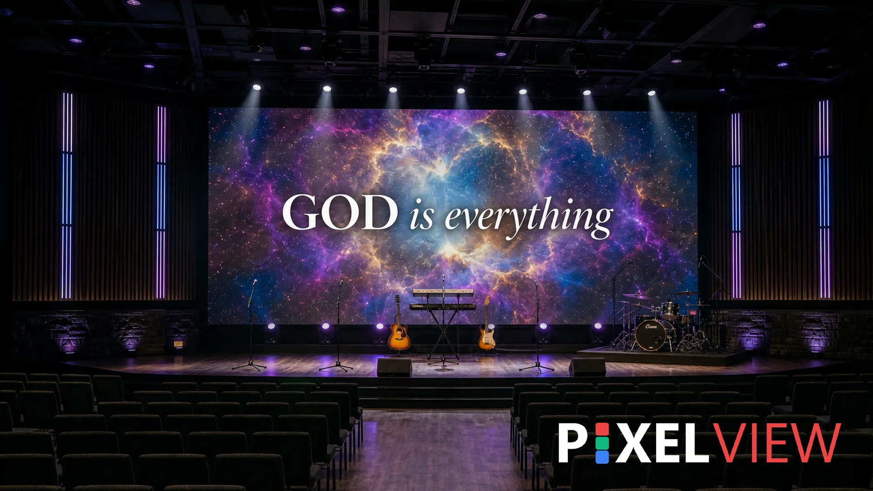 dvLED stage display in a church auditorium